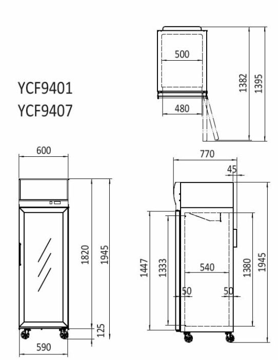Atosa 410L 1 Door Top Mounted Glass Freezer YCF9407