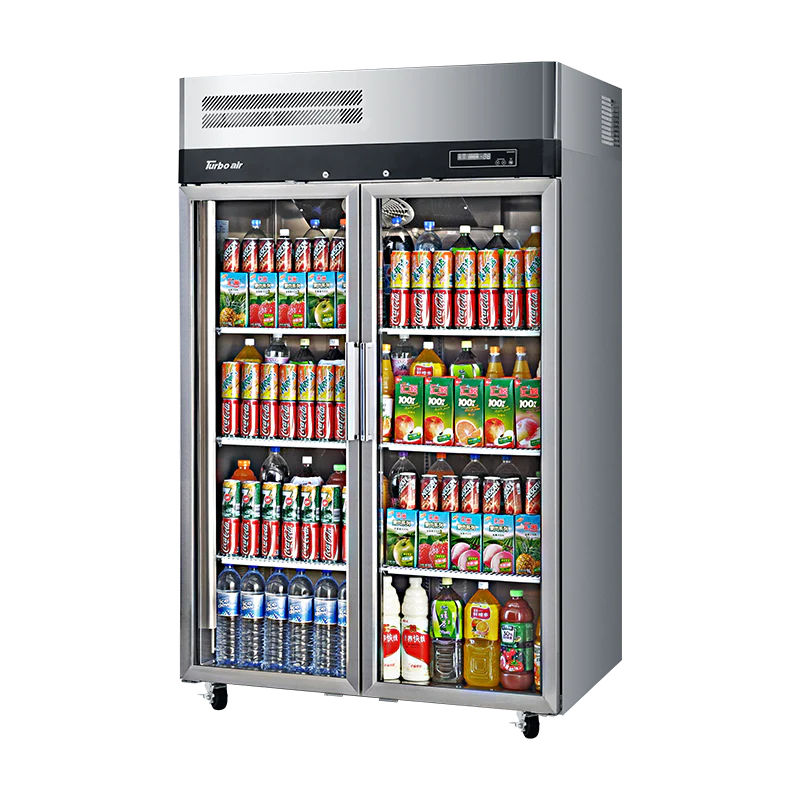 Turbo Air 1215L 2 Door Glass Upright Display Fridge KR45-2G-N
