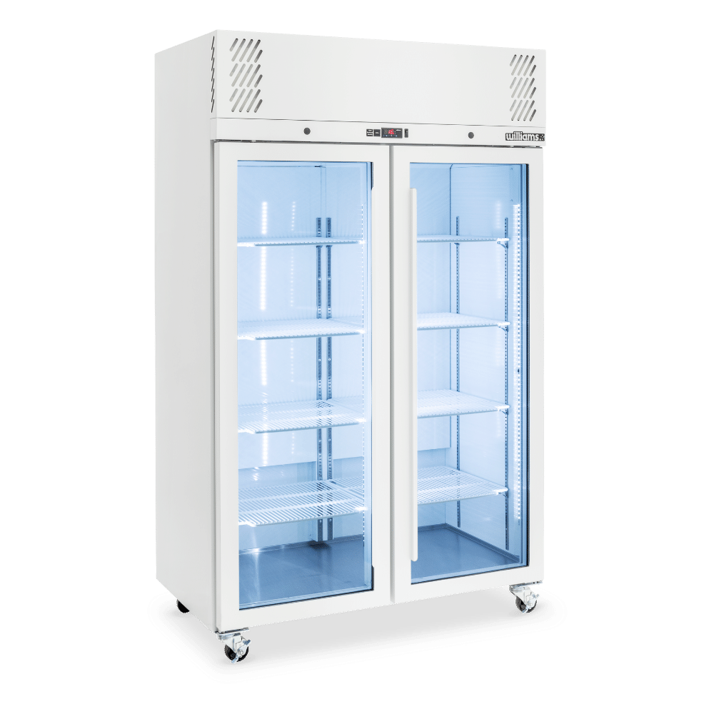 Williams Pearl 950L 2 Door Upright Glass Display Refrigerator HP2GWHC