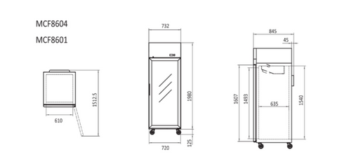 Atosa 670L 1 Door Top Mounted Fridge Showcase MCF8604