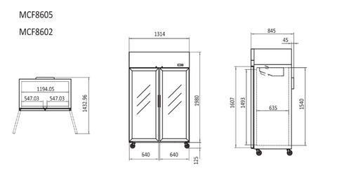 Atosa 1240L 2 Door Top Mounted Freezer Showcase MCF8602