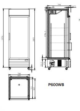 Atosa 600L 1 Door Glass Door Mounted Fridge P600WB