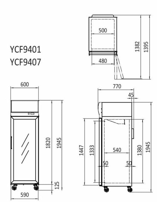 Atosa 410L 1 Door Top Mounted Glass Freezer YCF9407